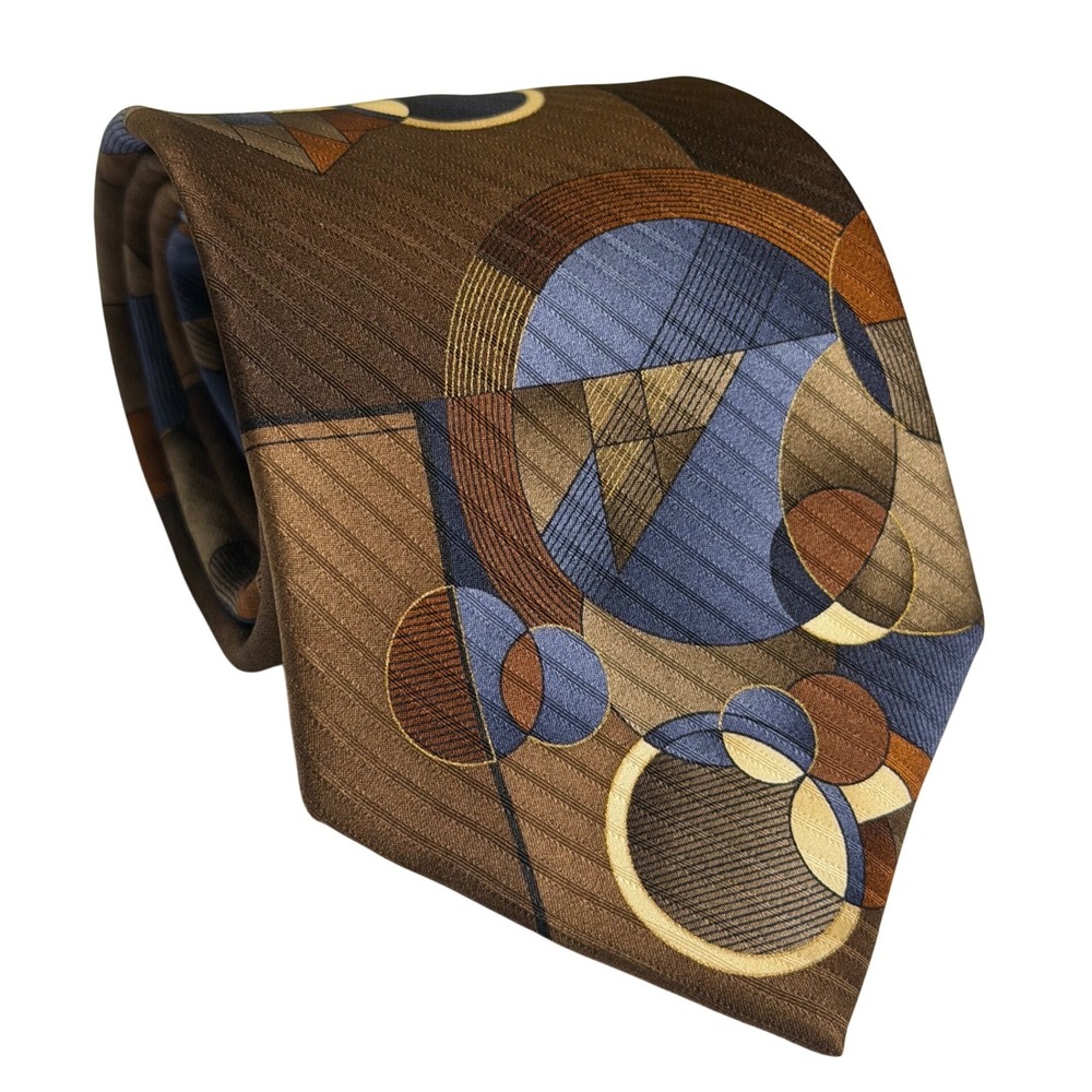 Arrow Necktie Brown Geometric Abstract Silk Pattern‎ Mens Accessory